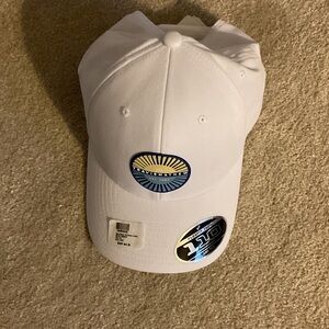 Travis Mathew White Hat with Blue and Yellow Logo